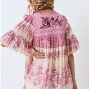 Spell Pink and Cream Coco Lei Floral Mini Dress